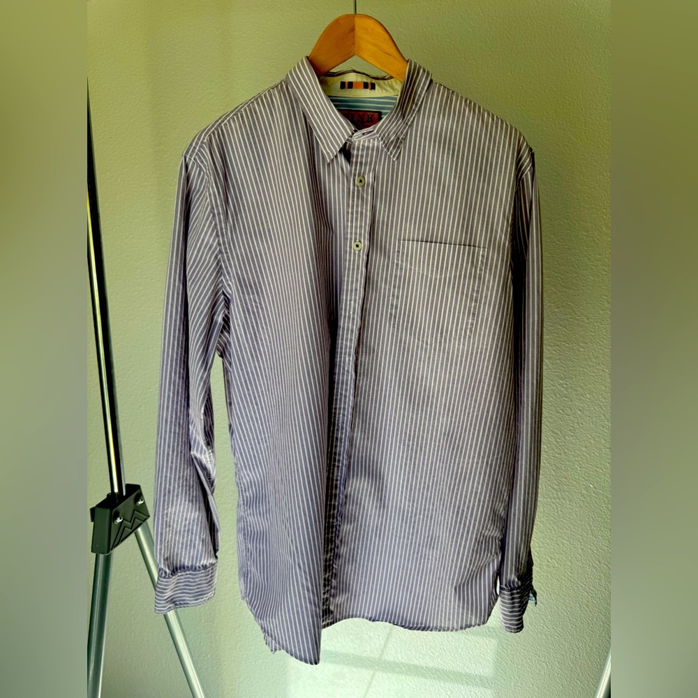 Thomas PINK Men’s long sleeve button down purple stripe size large